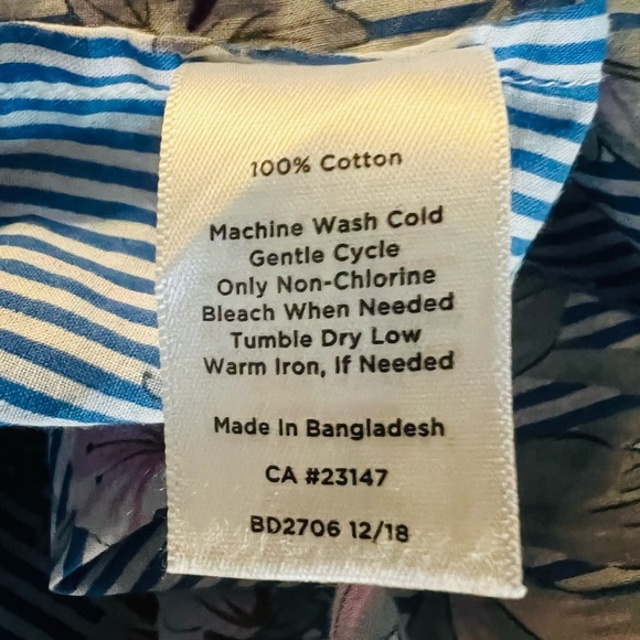 Talbots Blue Long Sleeve Notched Collar Button Down Shirt Size Petite Large - Picture 9 of 10